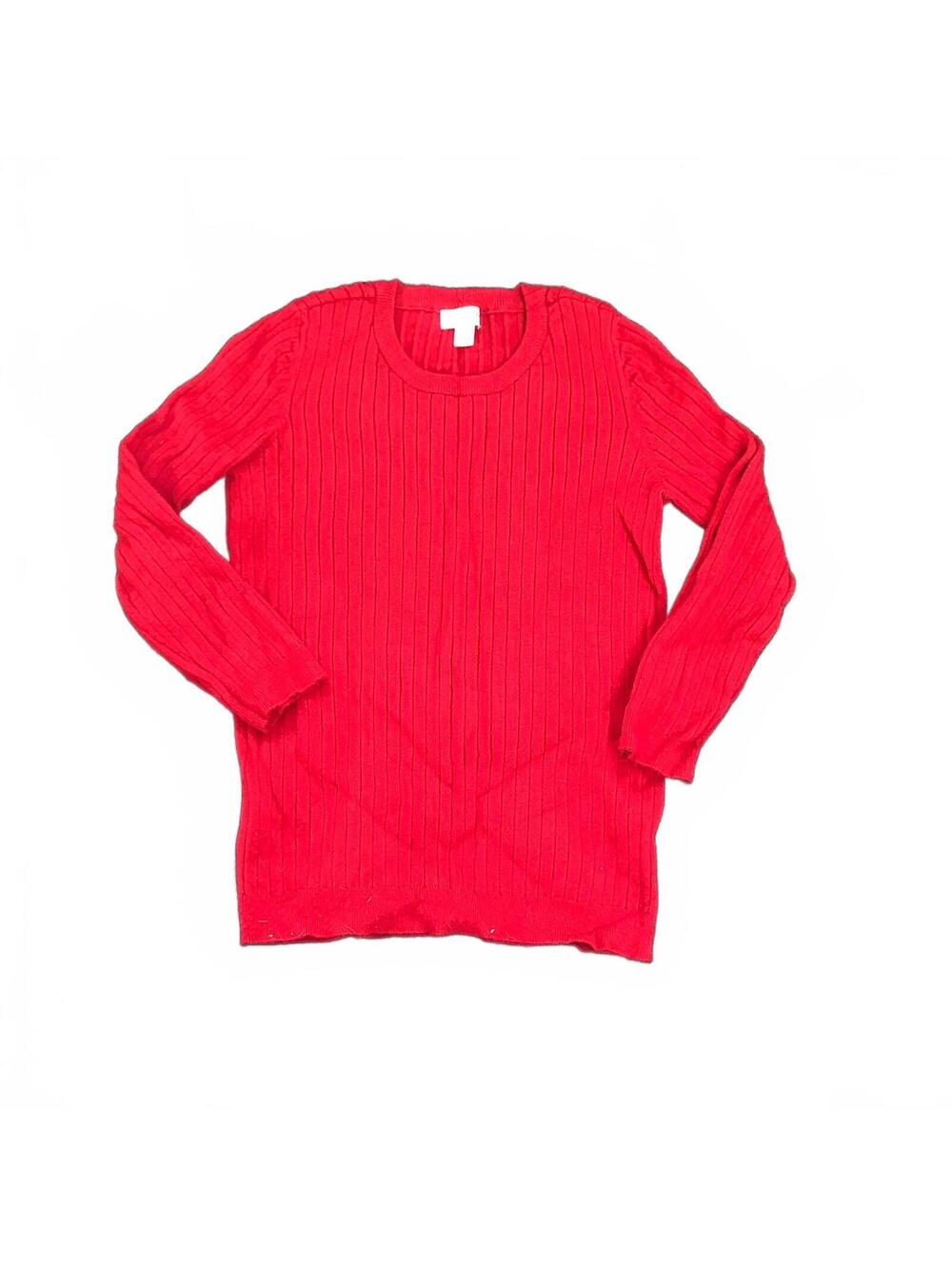 Maison Jules Red Ribbed Long Sleeve Sweater Medium